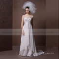 Terse A- line Sweet Heart Chiffon Beach Wedding Dress With Lace Straps